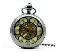 HIFFEY Orologio da uomo con copertura in vetro trasparente unico, quadrante bianco, numeri romani, collana, ciondolo, regalo, orologio da tasca meccanico for uomo e donna (Color : PJX1217)