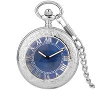 HIFFEY Orologio da uomo di lusso regalo di Natale Orologio da tasca digitale Steampunk Orologio vintage a carica automatica Elegante quadrante blu Meccanico automatico
