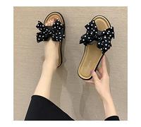 HIFFEY Pantofole da donna con fiocco, scarpe estive da donna, scarpe da spiaggia, casual, graziose, infradito da festa, Nero , 36 EU