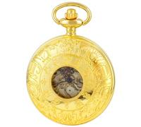 HIFFEY Regali for orologi da donna e da uomo Orologi da tasca con collana meccanica Steampunk antichi dorati