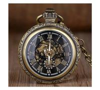 HIFFEY Steampunk antico orologio da tasca meccanico retrò Fob catena in acciaio squisiti orologi da tasca da donna da uomo regali (Color : Brown)