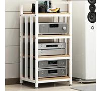 HiFi Audio Rack - Mobile Media Storage Stand, Floor-Standing Gaming & Recording Cabinet, elegante design nero, facile montaggio, perfetto per Home Theater e gli amanti della musica.