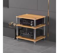 HiFi Audio Rack Stand 3-Tier Media Storage Cabinet Floor Standing AV Shelf per altoparlanti e amplificatori Finitura noce componenti rimovibili