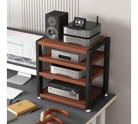 HIFI AV Media Stand 2-4 Tier Giradischi Stand Audio Rack Tower | Robusto supporto multimediale a scaffale aperto per giradischi, console e dispositivi AV (mogano, 40 x 35 x 48 cm)
