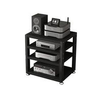 HIFI AV Media Stand 2-4 Tier Giradischi Stand Audio Rack Tower | Robusto supporto multimediale a scaffale aperto per giradischi, console e dispositivi AV (nero, 40 x 35 x 48 cm)