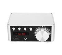 HIFI Bluetooth 5.0 Amplifier Memory Card Player 50W x 2 Stereo for AMP, Digital, High-Fidelity, No Noise, Long Service Life (Silver)