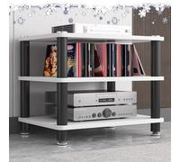 HiFi o Rack Stand 3 Tier AV Ma Tower per Amplificatori Lettori CD Console di Gioco e Ricevitori Bianco 60x40x50cm Sto Solut