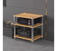 HiFi Rack AV - Supporto multimediale con ripiano per giradischi, per casa, ufficio e teatro, 60 x 48 x 59 cm, colore: giallo