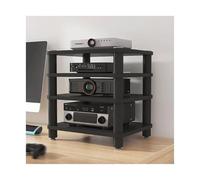 HIFI Rack Supporto multimediale AV da tavolo a 2/3/4 livelli, mobiletto for componenti stereo aperto, rack HiFi in legno, torre audio for lettore DVD, console di gioco, TV box TV(Svart,50x40x47cm)
