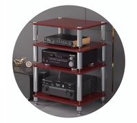 HiFi - Scaffale AV a 4 livelli con supporto per giradischi e piedini ammortizzanti, mobile per componenti audio e video per home entertainment, colore: rosso, dimensioni: 60 x