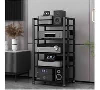 HiFi Stereo Rack 4 Tier Media Console Storage Shelf Audio Component Holder Vinile Record Player Cabinet Regolabile Scaffali Heavy Duty Metal Frame Home Office Centro di intrattenimento