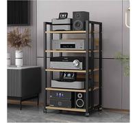 HiFi Stereo Rack 4 Tier Media Console Storage Shelf Audio Component Holder Vinile Record Player Cabinet Regolabile Scaffali Heavy Duty Metal Frame Home Office Centro di intrattenimento