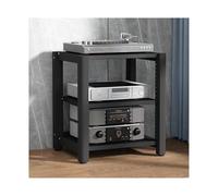 HiFi, supporto stereo audio a torre con ripiani regolabili, in legno, componente AV, supporto angolare per lettore CD, DVD, registratori, vetrinetta per teatro (colore rosso, 3 ripiani)