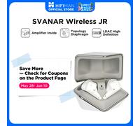 HiFiMAN SVANAR Wireless Jr - Auricolari Hi-Fi Bluetooth con cancellazione del rumore, con amplificatore interno, driver a membrana topologica, IPX5, resistente all'acqua e al sudore, bianco