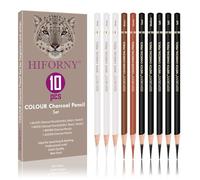HIFORNY 10 Pezzi Matite a Carbone Colorate per Disegno - Matite a Carbone Nere e Bianche per Schizzo, Ombreggiatura, Sfumatura, Ritratto - Ideale per Principianti e Artisti