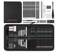 HIFORNY Set da disegno da 42 pezzi, kit per schizzi con matite in grafite e carboncino, strumenti per sfumare, gomme e accessori, custodia da viaggio portatile con cerniera per artisti e principianti