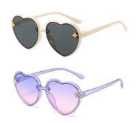 Hifot 2 Pezzi Occhiali da Sole per Bambina Ragazza,Occhiali a Cuore UV400 Raggi Ultravioletti per Occhiali da Sole Divertenti Bicchieri da Festa per Bambino età 3-12