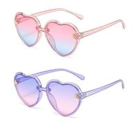 Hifot 2 Pezzi Occhiali da Sole per Bambina Ragazza,Occhiali a Cuore UV400 Raggi Ultravioletti per Occhiali da Sole Divertenti Bicchieri da Festa per Bambino età 3-12
