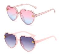Hifot 2 Pezzi Occhiali da Sole per Bambina Ragazza,Occhiali a Cuore UV400 Raggi Ultravioletti per Occhiali da Sole Divertenti Bicchieri da Festa per Bambino età 3-12