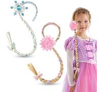 HIFOT 2Pcs Principessa Parrucca Rapunzel Bambina, Parrucca Elsa Frozen, Parrucca Bionda Lunghe Trecce Capelli per Festa di Compleanno Costume Cosplay (Biondo Platino)