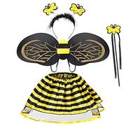 Hifot 4 Pezzi Costume Ape Bambina,Travestimento da Ape Gonna a Tulle Honeybee Cerchietto e Ali Bacchetta,Vestito ape Bambina per Festa di Halloween Carnevale