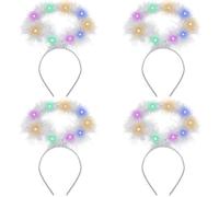 Hifot 4 Pezzo LED Aureola Angelo per Adulto, Luminosa Cerchietto Angelo Accessori Costume Angelo Aureola Angelo Bianca Nero per Accessori Angelo e Diavolo Costume Halloween