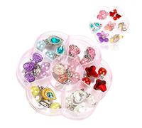 Hifot 7 coppie Orecchini a clip Nessun orecchini di design trafitto Vesti accessori per gioielli principessa per ragazze bambini bambino in 2 caselle trasparenti