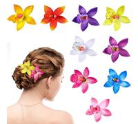 HIFOT 9 Pezzi Hawaii Fiore per Capelli Donna, Fermagli Capelli Bambina, Orchidee Colorate Forcine per Capelli, Clip Accessori Capelli Cerimonia per Sposa Ragazze Festa Spiaggia Nozze Estate