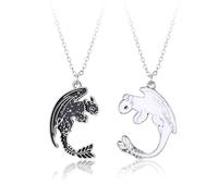 Hifot Bff Collana dell Amicizia per 2 Bimba Ragazza, Catena Argento con Drago Mostro - Regalo Donna Compleanno Regali Amica