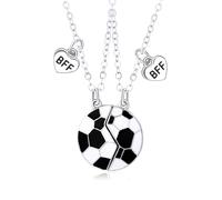 Hifot Bff Collana dell amicizia per 2 Bimba Ragazza, Catena Collana Donna Argento, Collana Con Ciondolo Calcio per Regalo Donna Laurea Compleanno Regali Amica