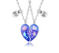 Hifot Bff Collana dell amicizia per 2 Bimba Ragazza, Catena Collana Donna Argento, Collana Cuore Con Ciondolo Delfini Conchiglia per Regalo Donna Laurea Compleanno Regali Amica