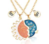 Hifot Bff Collana dell amicizia per 2 Bimba Ragazza, Catena Collana Donna oro, Collana Con Ciondolo Luna e Sole per Regalo Donna Laurea Compleanno Regali Amica