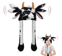 Hifot Cappello Mucca Con Orecchie Che Si Muovono, Peluche Divertente Cappellino Per Ragazze E Donne