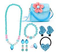 Hifot Gioielli per Bambini Ragazzine Borsa della Peluche Collana Braccialetto Orecchini Anelli mollette capelli Impostato, abito principessa Regalo frozen party festa kit