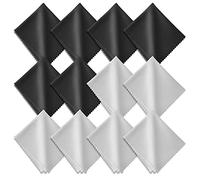 Hifot Panno Pulizia Occhiali Salviette 12 Pezzi, Panni per Pulire in Microfibra per Pulire Occhiali, Lenti, Tablet, Telefoni, iPhone - 5.7"/14.5cm *6.9"/17.5cm (Grigio&Nero)