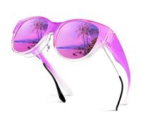 Hifot Sovraocchiali da Sole Donna Uomo, Moda Occhiali da Sole Polarizzati Sopra Occhiali da Vista con Protezione UV400, Quadro Rotondo Fit Over Sunglasses per Conduzione Pesca Bicicletta Viaggi