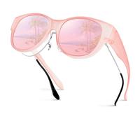 Hifot Sovraocchiali da Sole Donna Uomo, Moda Occhiali da Sole Polarizzati Sopra Occhiali da Vista con Protezione UV400, Quadro Rotondo Fit Over Sunglasses per Conduzione Pesca Bicicletta Viaggi