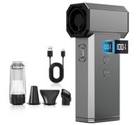 Hifound Elettrico Rimuovi Polvere Aria Compressa - 130000 Giri/Min, 100 Velocità Air Duster, Display LED, Batteria 8000mAh, Spolverino ad aria compressa 2 in 1 per PC, Tastiera e Auto, 3 Ugelli