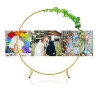 HIFRQVVC Arco Nuziale, Arco Nuziale Rotondo in Metallo Bianco Oro da 3,2-8,2 Piedi con Base in Sacchi d'Acqua(Gold,2m - 6.5ft)