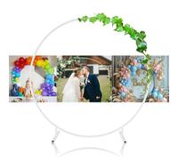 HIFRQVVC Arco Nuziale, Arco Nuziale Rotondo in Metallo Bianco Oro da 3,2-8,2 Piedi con Base in Sacchi d'Acqua(White,2.2m - 7.2ft)