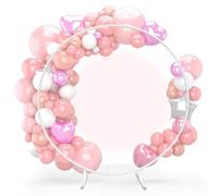 HIFRQVVC Arco Nuziale, Kit Supporto for Arco for Palloncini Rotondo in Metallo Bianco Oro 100-250 cm(White,220cm)