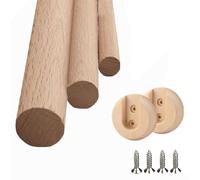 HIFRQVVC Aste per guardaroba, 1 confezione di asta for armadio in legno con flange e viti 40-150 cm(D2cm/0.78in,L 80cm/31.4In)