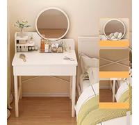 HIFRQVVC Cassettiere e mobili da trucco, Scrivania for trucco a 2 cassetti con specchio, 60-80 cm(60cm/23.6in+2 drawers)