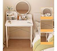 HIFRQVVC Cassettiere e mobili da trucco, Scrivania for trucco a 2 cassetti con specchio, 60-80 cm(60cm/23.6in no drawer)