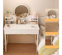 HIFRQVVC Cassettiere e mobili da trucco, Scrivania for trucco a 2 cassetti con specchio, 60-80 cm(80cm/31.4in+2 drawers)