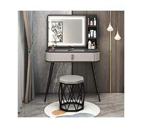 HIFRQVVC Cassettiere e mobili da trucco, Set da scrivania Vanity con sgabello, specchi, cassetti, ripiani, multicolore, 60-100 cm, set 3 pezzi(Length 80cm,Gray A)