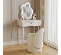 HIFRQVVC Cassettiere e mobili da trucco, Set da toeletta in legno con sgabello imbottito a specchio 3 modalità di illuminazione for camera letto diverse dimensioni(50x40x76cm)