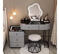 HIFRQVVC Cassettiere e mobili da trucco, Set da toilette Ricarica wireless Bluetooth Specchio regolabile Multicolor 80 cm 100(Gris+negro a,L:100cm/39.4inch)