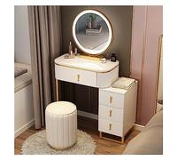 HIFRQVVC Cassettiere e mobili da trucco, Set da trucco for donna con specchio, cassetto, sgabello tavolo, multicolor, dimensioni multiple(B,70 cm)