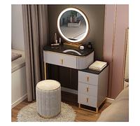 HIFRQVVC Cassettiere e mobili da trucco, Set da trucco for donna con specchio, cassetto, sgabello tavolo, multicolor, dimensioni multiple(A,70 cm)